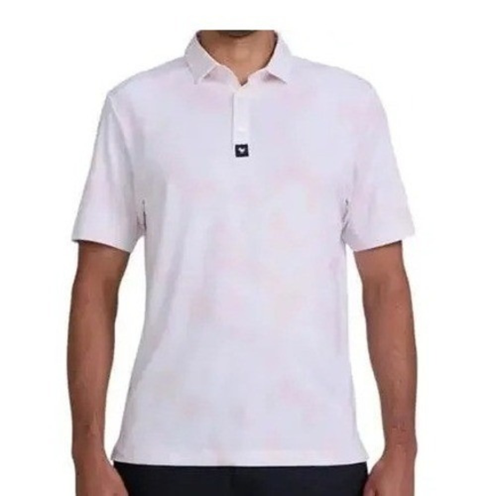 Bad Birdie Day Dreamin Blush Pique Polo Mens Large Pink White Tie Dye New W/Tags